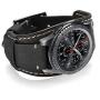 Leotop Compatible with Samsung Galaxy Watch 42mm/Galaxy Watch 3 41mm/Active 40mm/Active 2 40mm 44mm/Gear S2 Classic Bands 20mm Replacement Genuine Leather Cuff Strap with Metal Buckle Men Women(Black)