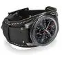 Leotop Compatible with Samsung Galaxy Watch 46mm/Gear S3 Frontier/Galaxy Watch 3 45mm/Classic Bands, 22mm Replacement Genuine Leather Cuff Strap with Stainless Steel Metal Buckle for Men Women (Black)