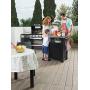 Keter Unity Portable Outdoor Table and Storage Cabinet with Hooks for Grill Accessories-Stainless Steel Top for Patio Kitchen Island or Bar Cart, Dark Grey