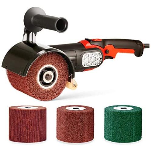 Burnishing Polishing Machine, ZFE 1200W 110V Burnishing Polishing Machine Polisher/Sander Set with 4PCS Non-woven Burnishing Wheels (80# 120# 240# 360#) for Metal and Stainless Steel Polishing