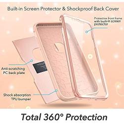 YOUMAKER Metallic Designed for iPhone XR Case, Full Body Rugged with Built-in Screen Protector Slim Fit Shockproof Cover for iPhone XR 6.1 Inch - Rose Gold/Pink