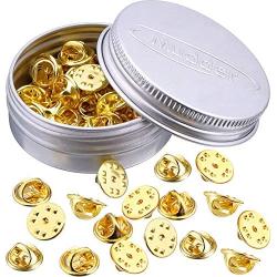 Brass Clutch Badge Insignia Clutches Pin Backs Replacement (Gold, 50 Pieces)