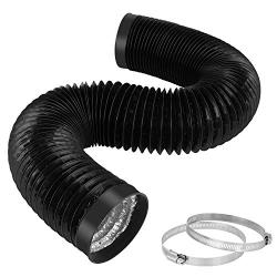 iPower 4 Inch 8 Feet Flexible PVC Aluminum Ducting Dryer Vent Hose for HVAC Ventilation, 2 Clamps Included