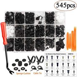 Uolor 545 Pcs Car Retainer Clips & Plastic Fasteners Kit with Fastener Remover, 19 Most Popular Sizes Auto Push Pin Rivets Set, Bumper Door Trim Panel Clips Assortment for GM Ford Toyota Honda Chrysle