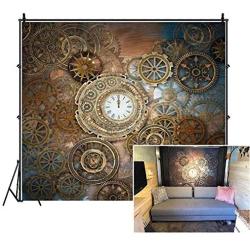 LFEEY 5x5ft Rusty Steampunk Background Vintage Metallic Bronze Clockwork Gears Photo Backdrop Adults Mens Portrait Photography Props Photo Studio Back Drop