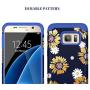 Fingic S7 Case,Galaxy S7 Cases for Women,Shinny Glitter Bling Floral Flower Sunflower Pattern Design Case with Rubber Hard PC Cover for Samsung Galaxy S7 2016 Release,Blue