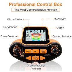 SUNPOW Professional Metal Detector for Adults, Adjustable Ground Balance, Disc & Notch & Pinpoint Modes, Upgraded DSP Chip, Multiple Audio Prompts