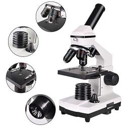 Microscope 40X-640X Optical Glass Lens All-Metal LED Biological Compound Monocular Microscope with 16X Eyepiece Cellphone Digiscoping Adapter for Capturing The Micro World in The Screen