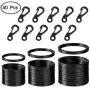 SENHAI 30Pcs Metal Flat Key Rings, 3 Sizes, 10Pcs Mini SF Carabiners Spring Snap Clasps for Climbing Camping Survival Backpack Bottle Hooks - Black