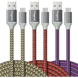 USB to USB C Cable (10ft), Fasgear 3 Pack Long Type C Cable Nylon Braided Fast Charging Compatible with Galaxy Note 8 9 S8/S9/S10/S10+, LG V20/G6 and More (Gold/Red/Purple)