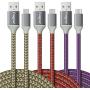 USB to USB C Cable (10ft), Fasgear 3 Pack Long Type C Cable Nylon Braided Fast Charging Compatible with Galaxy Note 8 9 S8/S9/S10/S10+, LG V20/G6 and More (Gold/Red/Purple)