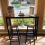 Mr IRONSTONE Bar Table, 47” Rectangular Kitchen Pub Dining Coffee Table High Writing Computer Table, for Narrow Space, Living Room, Dining Room-Sturdy Metal Frame, Easy Assembly, Industrial Brown