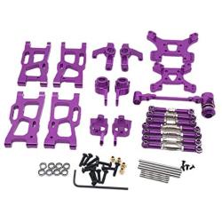 F Fityle Metal Upgrade Part Kits for WLtoys 1/12 124019 1:14 144001 RC Car Truck Front/Rear Swing Arms Steering Group Front/Rear Shock Mounts - Purple