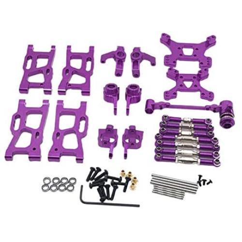 F Fityle Metal Upgrade Part Kits for WLtoys 1/12 124019 1:14 144001 RC Car Truck Front/Rear Swing Arms Steering Group Front/Rear Shock Mounts - Purple