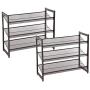 SONGMICS 6-Tier Shoe Rack, Set of 2 Stackable 3-Tier Shoe Organizer, Metal Mesh Shoe Shelf Storage for 18 to 24 Shoes, Adjustable Flat or Angled Shelves, Bronze ULMR03A-2