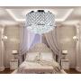 New Galaxy Lighting 4-Light Chrome Finish Round Metal Shade Crystal Chandelier Semi-Flush Mount Ceiling Fixture