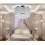 New Galaxy Lighting 4-Light Chrome Finish Round Metal Shade Crystal Chandelier Semi-Flush Mount Ceiling Fixture