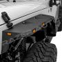 Razer Auto Rock Crawler Stubby Smooth Black Finished Pocket Style+Rivet Front+Rear 4pcs Fender Flares w/ 10x LED Light Side Maker (Smooth Black) for 07-17 Jeep Wrangler JK