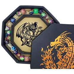 Fantasydice-Chromatic Dragon -with Roll or Die Artwork Dice Tray - 8'' Octagon with Lid and Dice Staging Area- Holds 5 Sets of Dice(7 / Standard) for All Tabletop RPGs Like D&D , Call of Cthulhu