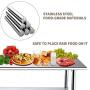 Stainless Steel Prep Table - 48x24 Inches Commercial Work Table Food Metal Table Heavy Duty Kitchen Garage Worktables and Workstations Sandwich Top with 4 Caster Wheels