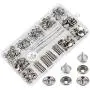 AIEX Canvas Snaps Kit, Stainless Steel Fastener Screw Snaps for Furniture Canvas Marine Grade Boat Cover Snap Silver Metal Snap Button Kit with Setting Tool (150 PCS)