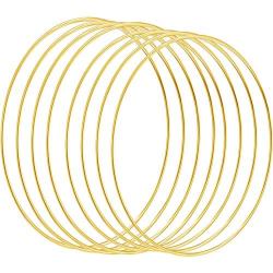 8 Pieces Metal Rings, DIY Wreath Gold Metal Rings Macrame Rings for Crafts, Dream Catcher, Baby Mobile, Wedding and Home Decor (Gold, 12 Inch, 10 Inch)