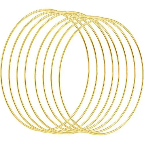 8 Pieces Metal Rings, DIY Wreath Gold Metal Rings Macrame Rings for Crafts, Dream Catcher, Baby Mobile, Wedding and Home Decor (Gold, 12 Inch, 10 Inch)