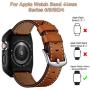 EloBeth 44mm Band Case Compatible with Apple Watch Band 44mm Series 6/5/4 & Apple Watch SE 44mm Bands, Genuine Leather Bands & Metal/PC Protective Case for iWatch Series 6/5/4/SE 44mm (Brown/Silver)