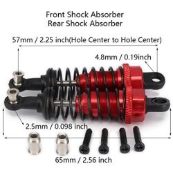 4pcs Front/Rear Shock Absorber Kits for 1/18 RC Wltoys A959 A969 A979 K929 Parts Buggy Truck Rally Car Upgrades (Red)