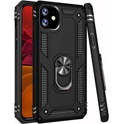 iPhone 11 Case,15ft Drop Tested,LUMARKE Military Grade Shockproof Dual Layer Plastic TPU Cover with Metal Kickstand Protective Phone Case for iPhone 11 6.1 inch 2019 Black