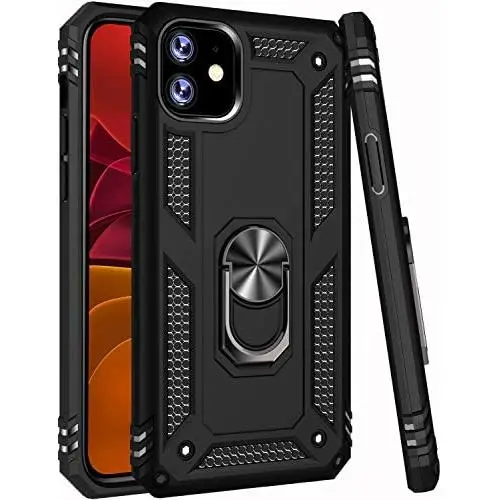 iPhone 11 Case,15ft Drop Tested,LUMARKE Military Grade Shockproof Dual Layer Plastic TPU Cover with Metal Kickstand Protective Phone Case for iPhone 11 6.1 inch 2019 Black iPhone 11 Case,15ft Drop Tested,LUMARKE Military Grade Shockproof Dual Layer Plastic TPU Cover with Metal Kickstand Protective Phone Case for iPhone 11 6.1 inch 2019 Black