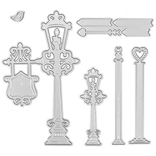 Cutting Dies Metal, Street Lamp and Guidepost Embossing Stencils for DIY Scrapbooking Photo Album Decorative DIY Paper Cards Making Gift, Metallic Die Cut Decorate