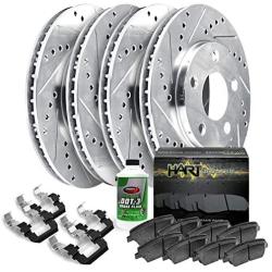 Fit 2014-2015 Mazda 6 HartBrakes Full Kit Drill/Slot Brake Rotors Kit+Ceramic Pads