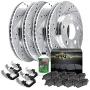 Fit 2014-2015 Mazda 6 HartBrakes Full Kit Drill/Slot Brake Rotors Kit+Ceramic Pads