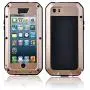 New Waterproof Shockproof Aluminum Gorilla Glass Metal Military Heavy Duty Armor Bumper Cover Case for Apple iPhone 5 5S Home Key +Fingerprint (Gold)