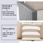SOLAURA Outdoor Patio Furniture 4-Piece(5 Seats) Furniture Sectional Sofa Set All Weather Conversation Set Warm Grey Wicker with Brown Cushions & Sophisticated Glass Coffee Table
