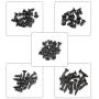 XLX 650PCS 13 Kinds M2 M2.3 M3 Black Sunk Head Self Tapping Screw Black Oxide Stainless Flat Cross Recessed Pan Head Screw Assortment Kit