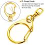 Roctee 50 Piece Key Ring with Chain, Gold D Snap Hook Split Metal Keychain Parts, DIY Crafts Key Ring Hardware with 8mm Open Jump Ring and Connector