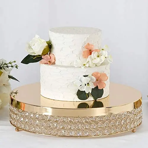 Efavormart Gold Grand Wedding Beaded Crystal Metal Cake Centerpiece Stand Wedding Party Rise Cake Display Stand - 15.5'' Diameter Efavormart Gold Grand Wedding Beaded Crystal Metal Cake Centerpiece Stand Wedding Party Rise Cake Display Stand - 15.5'' Diameter