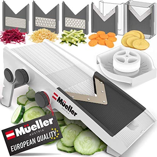 Mueller Austria Premium Quality V-Pro Multi Blade Adjustable Mandoline Cheese/Vegetable Slicer, Cutter, Shredder with Precise Maximum Adjustability