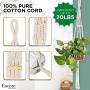 Encore Essentials 3-Pack Macrame Plant Hangers Indoor (37”,43'' & 49”), Ivory Cotton Hanging Planter Basket with Decorative Wood Beads & 2 Hooks-Hanging Flower Pot Holder-Boho Plant Hanger w/Tassel