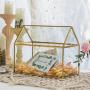 NCYP Upgraded Reinforced Glass Version, Large Geometric Glass Card Box Terrarium, Gold, Handmade, Brass, House Shape,for Wedding Receiption, Wishwell, Keepsake Centerpiece, Sturdy, Glass Box Only