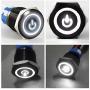 ESUPPORT Black 19mm 12V 5A Power Symbol Angel Eye Halo Car White LED Light Metal Push Button Toggle Switch Socket Plug Wire Waterproof