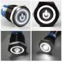 ESUPPORT Black 19mm 12V 5A Power Symbol Angel Eye Halo Car White LED Light Metal Push Button Toggle Switch Socket Plug Wire Waterproof