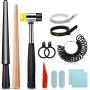 11 Pieces US UK Ring Mandrel Set, Size 1-13 with Half Size Ring Sizer Gauge Ring Mandrel Jewelry Hammer Ring Sizer Adjuster Polishing Cloth Polishing Stick Polished Agate Knife Measuring Tool (Black) 11 Pieces US UK Ring Mandrel Set, Size 1-13 with Half Size Ring Sizer Gauge Ring Mandrel Jewelry Hammer Ring Sizer Adjuster Polishing Cloth Polishing Stick Polished Agate Knife Measuring Tool (Black)