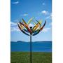 The Original Solar Multi-Color Tulip Wind Spinner-Solar Powered Glass Ball Emits Color-Changing Light - Made of Metal and Steel