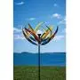 The Original Solar Multi-Color Tulip Wind Spinner-Solar Powered Glass Ball Emits Color-Changing Light - Made of Metal and Steel