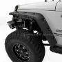 Razer Auto Rock Crawler Stubby Smooth Black Finished Pocket Style+Rivet Front+Rear 4pcs Fender Flares w/ 10x LED Light Side Maker (Smooth Black) for 07-17 Jeep Wrangler JK