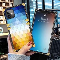 Square Case for iPhone 11 2019 6.1 Inch Geometric TextureLuxury Elegant Soft TPU Shockproof Protective Metal Decoration Corner Back Cover Case iPhone 11 Case