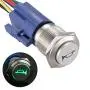 APIELE 16mm 12V Momentary Speaker Horn Push Button Toggle Switch 0.63'' Mounting Hole 1NO 1NC SPDT with Pre-Wiring Socket for Car Auto Motor (Green)